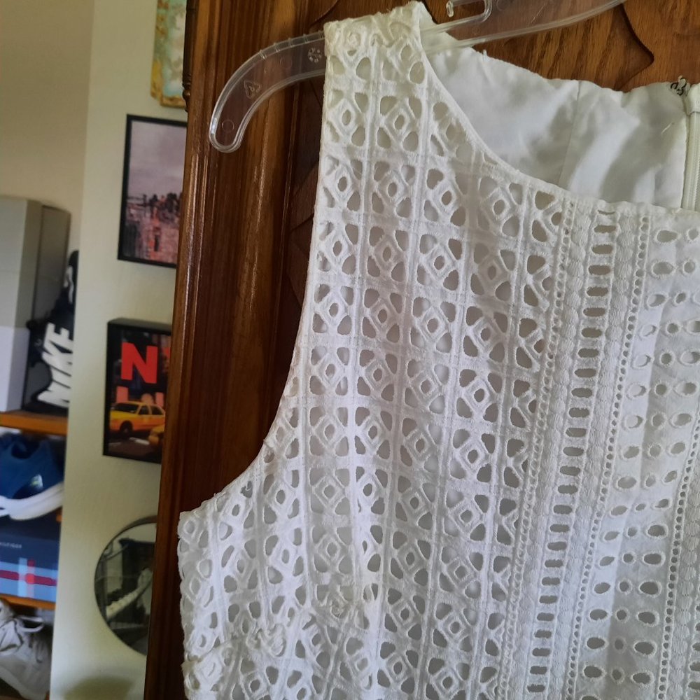 MADEWELL White Eyelet Trail Mini Sleeveless Sheath Dress with Pockets! - 6 - Picture 5 of 16